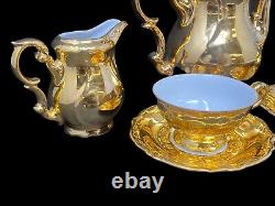 Bavaria Golden Tea for Two Set Sugar Bowl w Lid & Creamer Espresso Cups Teapot