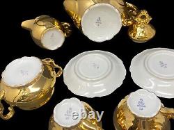 Bavaria Golden Tea for Two Set Sugar Bowl w Lid & Creamer Espresso Cups Teapot