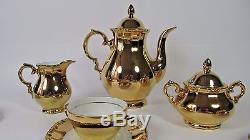 Bavaria Tea Set Porcelain Cup Saucer Teapot Gold Gilt Fragonard Love Couple 6P