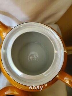 Bavaria china orange iridescent tea set teapot sugar creamer cups saucers salad