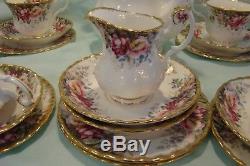 Beautiful 24 piece Royal Albert Autumn Roses Tea Set Teapot, Cups &Saucers