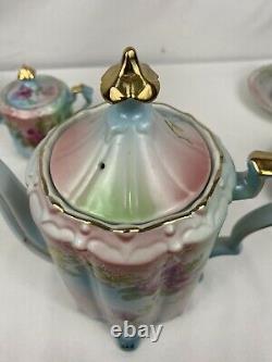 Beautiful Antique 17 PIECE RS PRUSSIA HAND PAINTED ROSES TEA SET