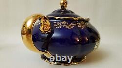 Beautiful Czech Republic Teapot Creamer and Sugar Set Original Cobalt with gold