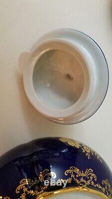 Beautiful Czech Republic Teapot Creamer and Sugar Set Original Cobalt with gold