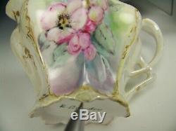 Beautiful Hand Painted Wild Roses Tea Pot Creamer Sugar Set Artist Signed Snyder