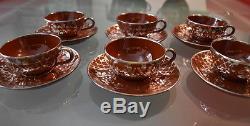 Beautiful Reddish Brown Mesh Silver Overlay Coffee/Tea Set for 10. Silber Auflage