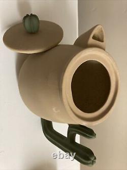 Beautiful Studio Art Pottery Southwestern Cactus Tea Set Teapot Creamer Cups