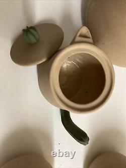 Beautiful Studio Art Pottery Southwestern Cactus Tea Set Teapot Creamer Cups