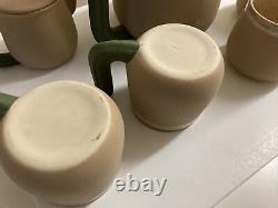 Beautiful Studio Art Pottery Southwestern Cactus Tea Set Teapot Creamer Cups