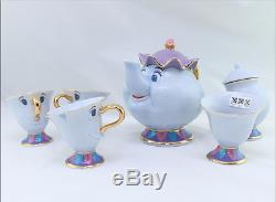 Beauty And The Beast Tea Set 1 Pot +4 Cups +1 Sugar Bowl Mrs Potts Chip Gift