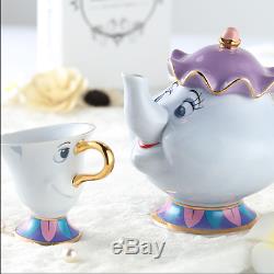 Beauty And The Beast Tea Set 1 Pot +4 Cups +1 Sugar Bowl Mrs Potts Chip Gift