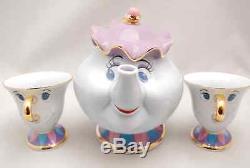 Beauty and the Beast Mrs. Potts Tea Pot & Chip Tea Cup 3 Items Set Tokyo Disney