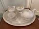 Belleek Echinus Tea Set Black Mark Tray, Teapot, Onecup & Saucer, Sugar & Cream