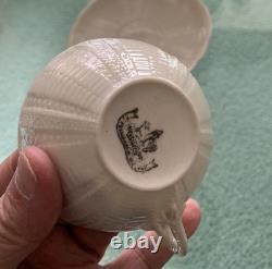 Belleek Echinus Tea Set Black Mark Tray, Teapot, OneCup & Saucer, Sugar & Cream