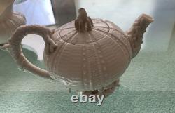 Belleek Echinus Tea Set Black Mark Tray, Teapot, OneCup & Saucer, Sugar & Cream