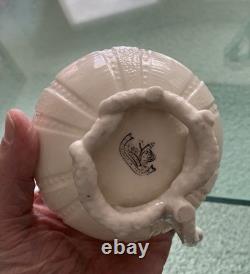 Belleek Echinus Tea Set Black Mark Tray, Teapot, OneCup & Saucer, Sugar & Cream