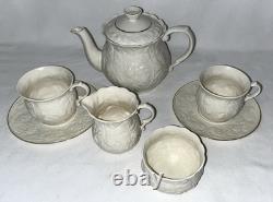 Belleek Serenity Tea Set, Tea Pot, 2 Cup And Saucers, Sugar And Creamer