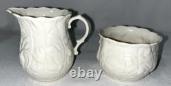 Belleek Serenity Tea Set, Tea Pot, 2 Cup And Saucers, Sugar And Creamer