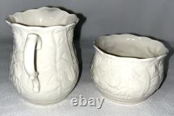 Belleek Serenity Tea Set, Tea Pot, 2 Cup And Saucers, Sugar And Creamer