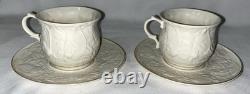 Belleek Serenity Tea Set, Tea Pot, 2 Cup And Saucers, Sugar And Creamer