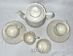 Belleek Serenity Tea Set, Tea Pot, 2 Cup And Saucers, Sugar And Creamer