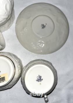 Belleek Serenity Tea Set, Tea Pot, 2 Cup And Saucers, Sugar And Creamer