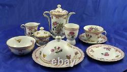 Bernardaud Limoges Compagnie des Indes Red Breakfast in Bed Set Teapot 12 Pieces
