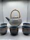 Bill Campbell Pottery Tea Set Tea Pot With Bamboo Handle & 5 Teacups Signed