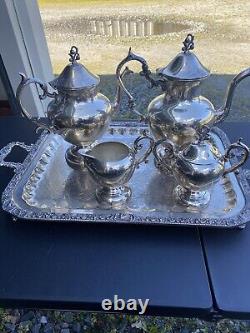 Birmingham Silver BIM14 7pc Tea Coffee Pot Tray Creamer Sugar Set Vintage 1950's