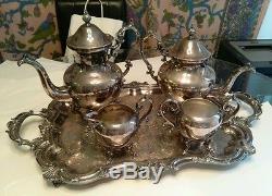 Birmingham Silver Company Vintage 5 Piece Silver on Copper Tea Coffee Set