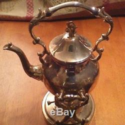 Birmingham Silver Company Vintage Tea/Coffee Pot Set with Burner & Serving Tray