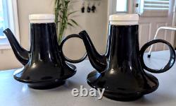 Black Tea Pot SET Made in Italy PAIR of 2 SIGNED 1960s MCM Spaceship Retro Art