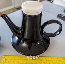 Black Tea Pot SET Made in Italy PAIR of 2 SIGNED 1960s MCM Spaceship Retro Art