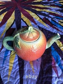 Bloomingdale's Orange Ceramic Teapot Made In Italy Mint Condition Rare