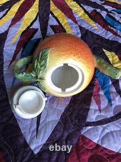 Bloomingdale's Orange Ceramic Teapot Made In Italy Mint Condition Rare