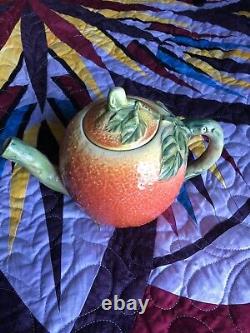 Bloomingdale's Orange Ceramic Teapot Made In Italy Mint Condition Rare