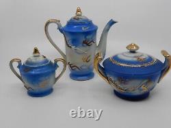 Blue Dragon Ware Moriage Lucky China tea set of 20 pieces Teapot cups saucers