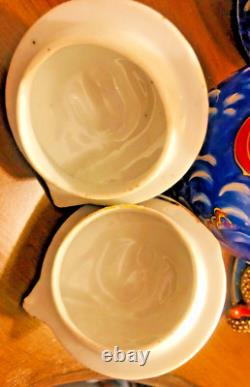 Blue Dragonware Moriage 18pc set 4 cups+ tea pot & sugar bawl, 6+6 plates