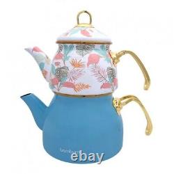 Blue Teapot, Enamel Teapot Set / Turkish Tea Pot Set, Teatop Set