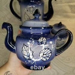 Blue Terracotta 17pc Tea Set Mugs Cups Teapots Dishes Bowls Mexican Handmade