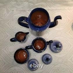 Blue Terracotta 17pc Tea Set Mugs Cups Teapots Dishes Bowls Mexican Handmade