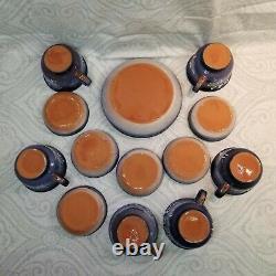 Blue Terracotta 17pc Tea Set Mugs Cups Teapots Dishes Bowls Mexican Handmade