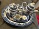 Blue Willow Churchill Coffee Pot Tea Pot Creamer Sugar Bowl Salt Pepper 18 Tray