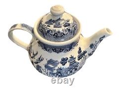 Blue Willow Churchill Coffee Pot Tea Pot Creamer Sugar Bowl Salt Pepper 18 Tray