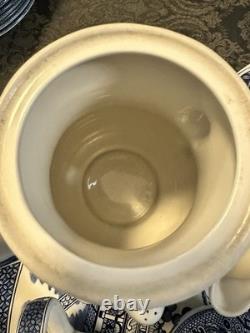 Blue Willow Churchill Coffee Pot Tea Pot Creamer Sugar Bowl Salt Pepper 18 Tray