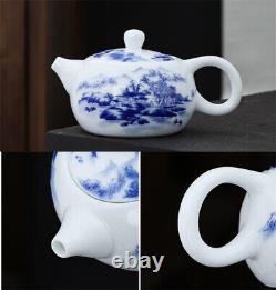 Blue-and-white Porcelain Tea Set Chinese Ceramic Tea Pot Gaiwan Matching Tea Cup