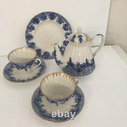 Blue/white Teapot 2cups& Saucers 1 Dessert Plate. Made In Russia
