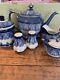 Bombay Blue/white Tea Set Teapot, Sugar/creamer, Salt/pepper, Biscuit Jar Nwot