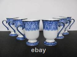 Bombay Blue & White Tile Pattern 10 Pc Set Coffee Pot Teapot Sugar Creamer Mugs