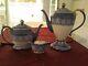 Bombay China Ceramic Blue/white Tea Pot And Coffee Pot Plus Sugar Bowl Withlid
